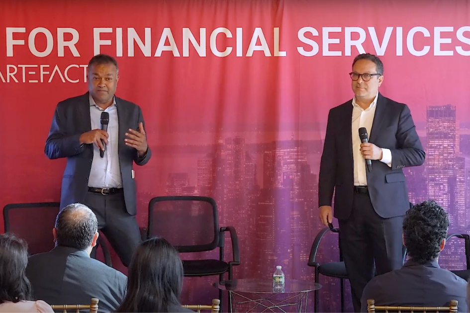 Steve Rosenblum, Founder of Libertify , and Vinit Srivastava, Co-Founder & CEO of MerQube, at AI for Financial Services NYC – Elevate Client Engagement & Boost Revenue